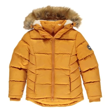 image of SoulCal 2 Zip Bubble Jacket Junior Girls - Mustard