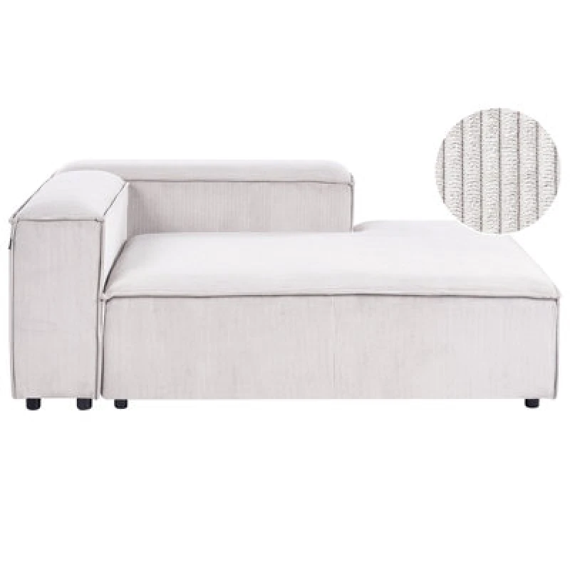 Image of Beliani Left-Hand Chaise Lounge Ardal Corduroy Off-White