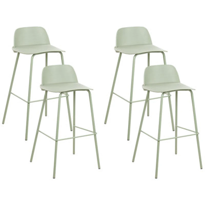 Image of Beliani Set Of 4 Bar Chairs Mora Light Green