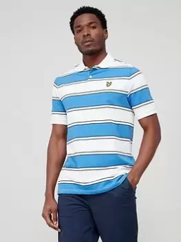 Lyle & Scott Broad Stripe Polo Shirt - Blue/White Size M Men