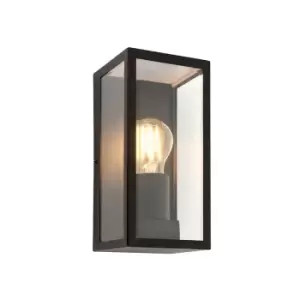 image of Endon Lighting Oxford - Outdoor Wall Lamp Matt Black Paint & Clear Glass 1 Light Dimmable IP44 - E27