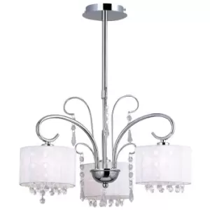 Italux Lighting - Italux Span - Hanging Pendant Fixed Chrome 3 Light with Crystal Shade, E14