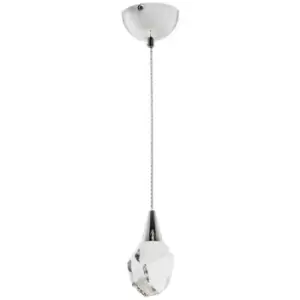 image of Zumaline Ore Integrated LED Crystal Pendant Ceiling Light, Chrome, Clear