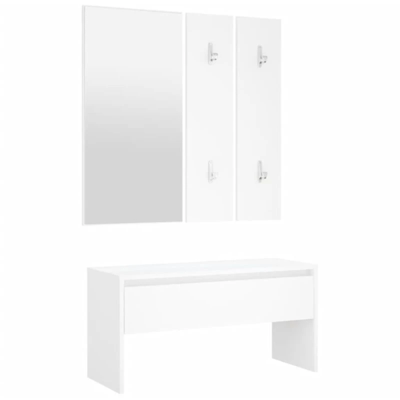 Image of vidaXL Hallway Furniture Set White Engineered Wood, White 808783