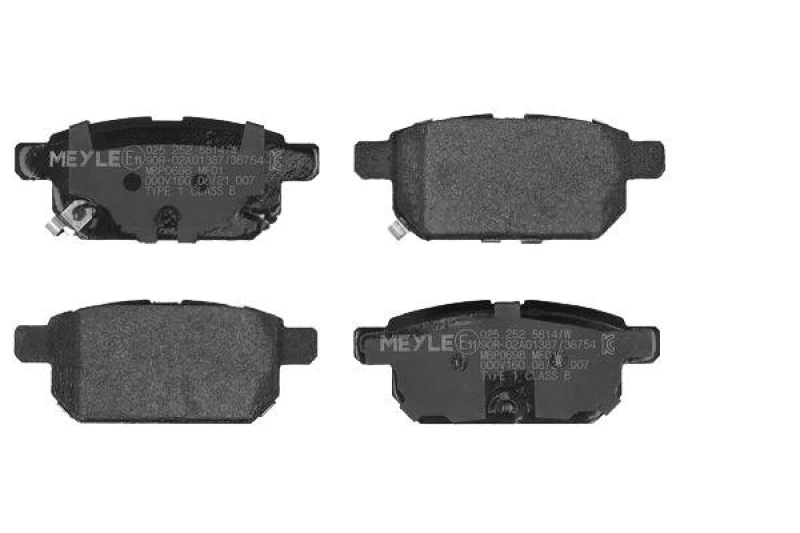 Image of MEYLE 025 252 5814/W Brake pad set Rear Axle, with acoustic wear warning, Original Quality, with anti-squeak plate Brake Pad Set,disc brake (402)