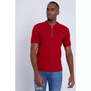 Image of I Saw It First Deep Scarlett Slim Fit Half Zip Zip Through Top - Red