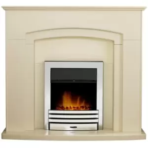 Image of Falmouth Fireplace in Cream with Downlights & Eclipse Electric Fire in Chrome, 48" - Adam