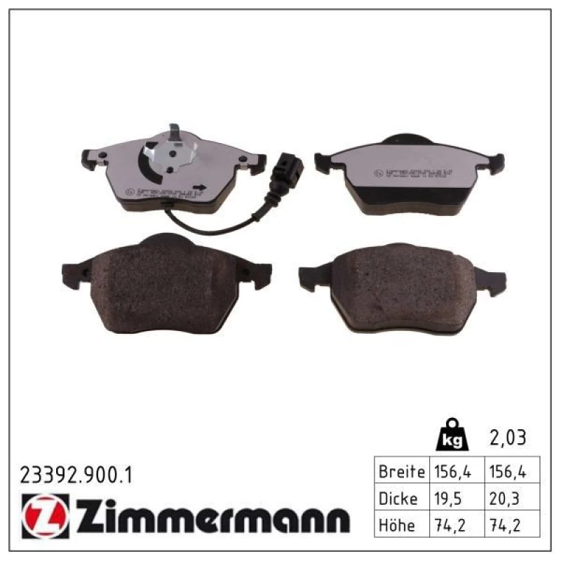 Image of ZIMMERMANN Brake pad set ZIMMERMANN 23392.900.1