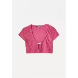 image of Missguided Brushed Ss Metal Branded Crop - Pink