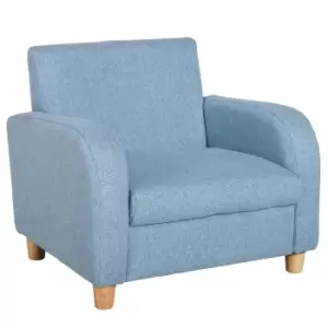 Image of HOMCOM Kids Children Armchair Mini Sofa Wood Frame Anti Slip Legs High Back Bedroom Playroom Furniture for 3-6 Ages, Blue