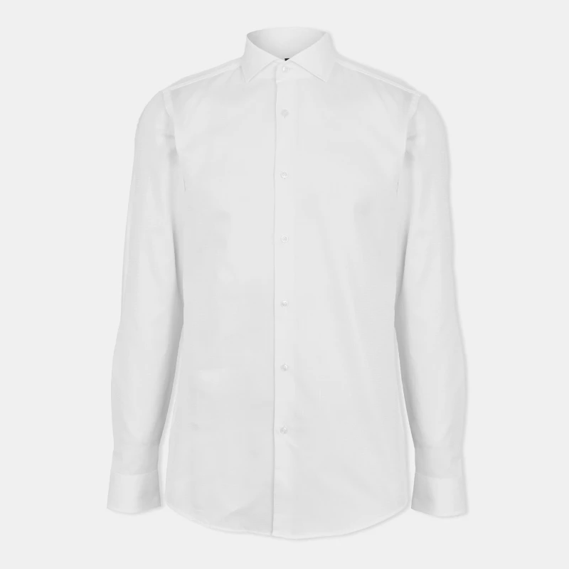 Image of Boss Mens H Hank Spread Long Sleeve Oxford Shirt White male 15.7 inch