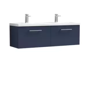 image of Nuie Arno 1200mm Wall Hung 2 Drawer Vanity & Double Ceramic Basin Electric Blue