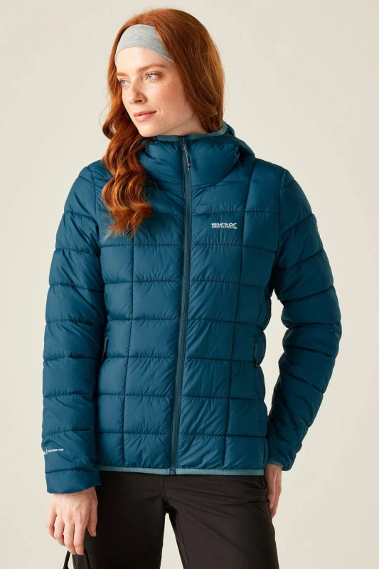 Image of Regatta Womens Asper Hooded Water-Repellent Insulating Padded Jacket in Blue Size: 14 Blue Female 14