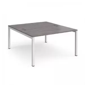Image of Connex back to back desks 1400mm x 1600mm - white frame and grey oak
