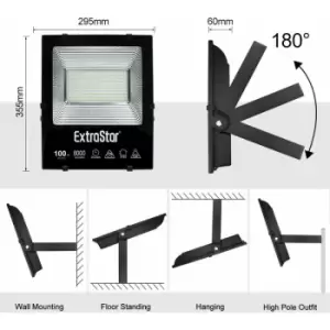 Image of 100W LED Flood Light, 6500K 8000 Lumen, IP65