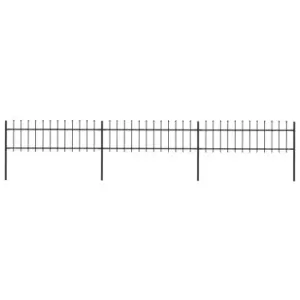 image of Vidaxl Garden Fence With Spear Top Steel 5.1X0.6 M Black