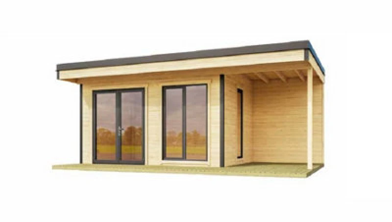 Image of Lasita Maja Domeo 7 + Domeo 7 Al. Pack-Log Cabin, Wooden Garden Room, Timber Summerhouse, Home Office - L605 X W390 X H250.8 Cm