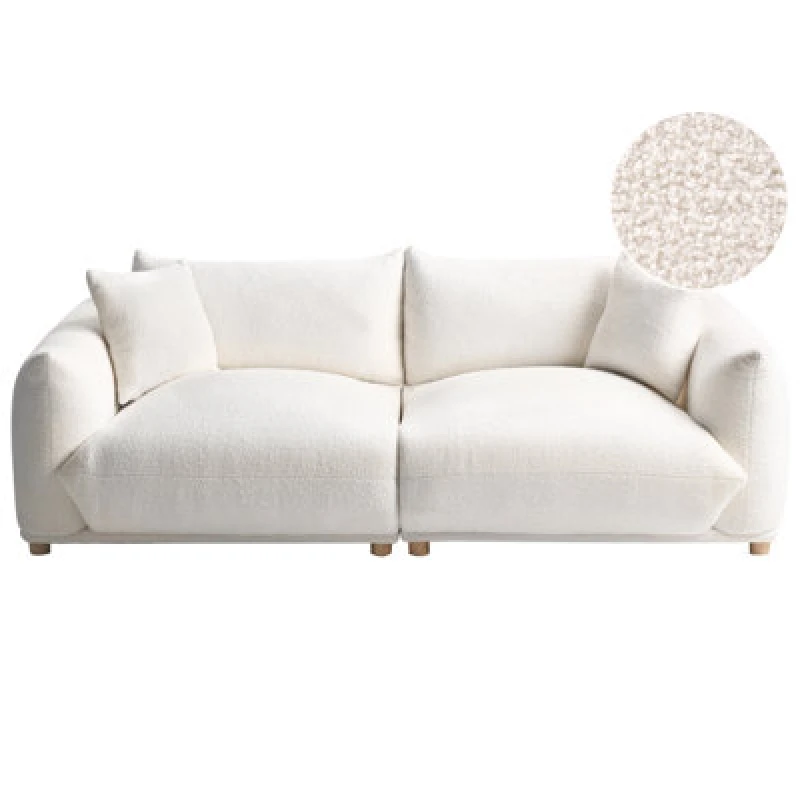 Image of Beliani Sofa 3 Seater Luvos Boucle Off-White