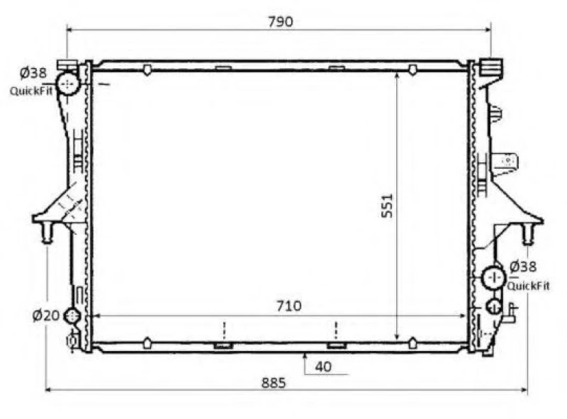 Image of NRF 53864 Engine radiator Brazed cooling fins, Aluminium, with mounting parts Aluminium Radiator,engine cooling (470)
