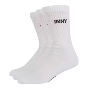 image of DKNY Ribbed 3 Pack Socks - White