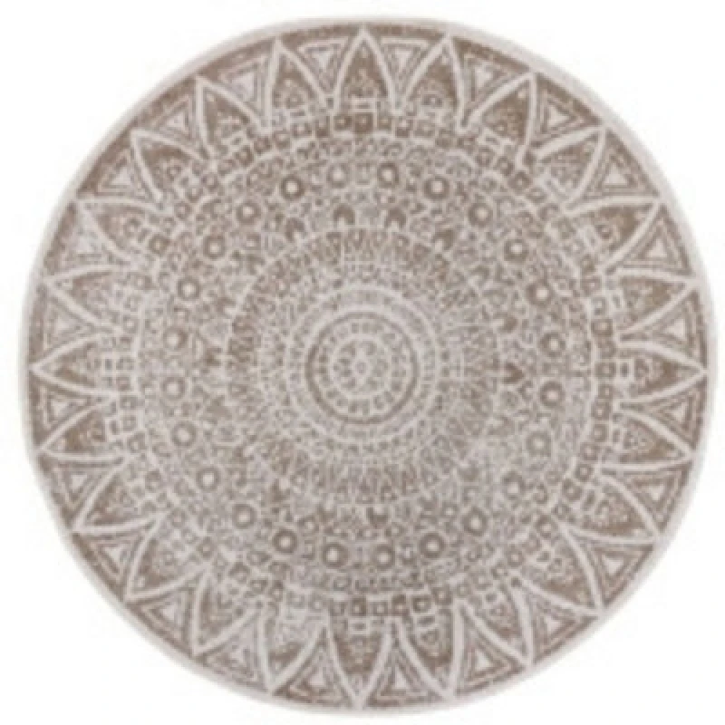 Image of THE RUGS Lilja Vintage Round Rug Indoor Outdoor Reversible Durable Easy Care in Natural Size: 240cm diameter Natural Unisex 240cm diameter