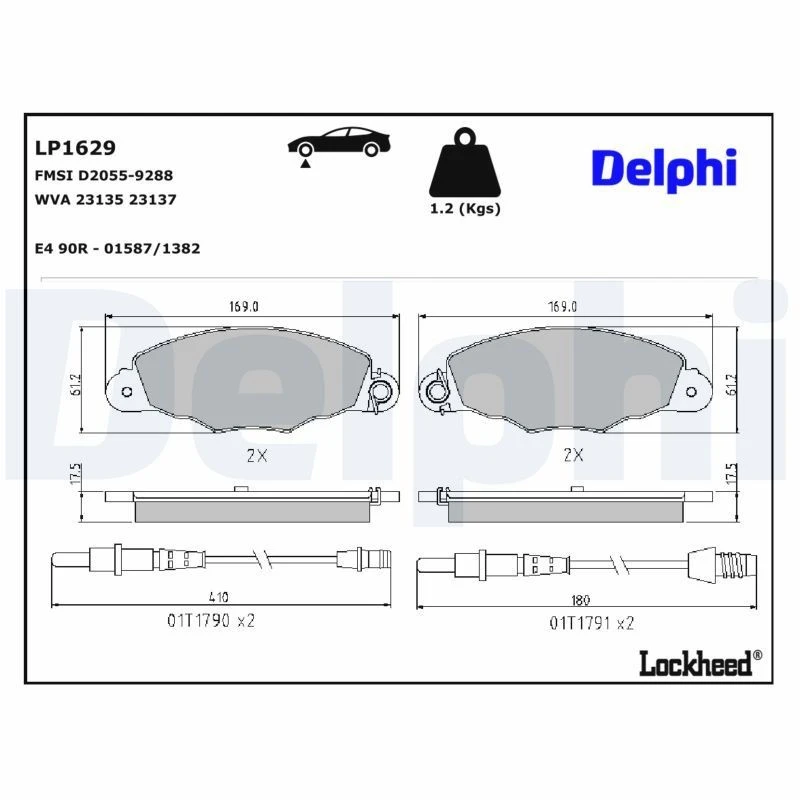 Image of DELPHI Brake pad set DELPHI LP1629