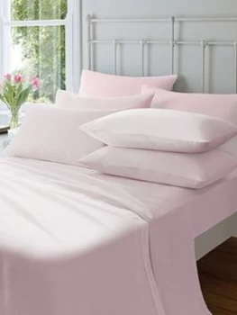 image of Catherine Lansfield Soft N Cosy Brushed Cotton Extra Deep Single Fitted Sheet - Pink