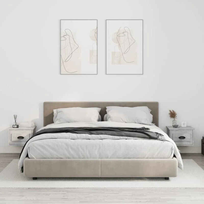 Image of VIDAXL Wall-mounted Bedside Cabinets 2 pcs Concrete Grey 41.5x36x28cm vidaXL 8720845792756