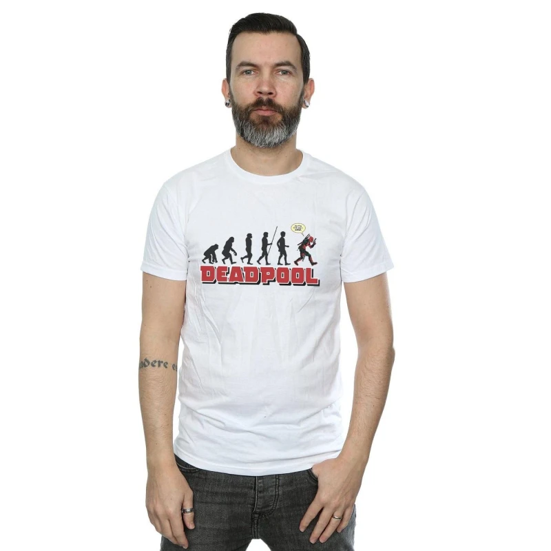 Image of Marvel Marvel Men Deadpool Evolution T-Shirt in White Size: Small White S Male 5057981171064