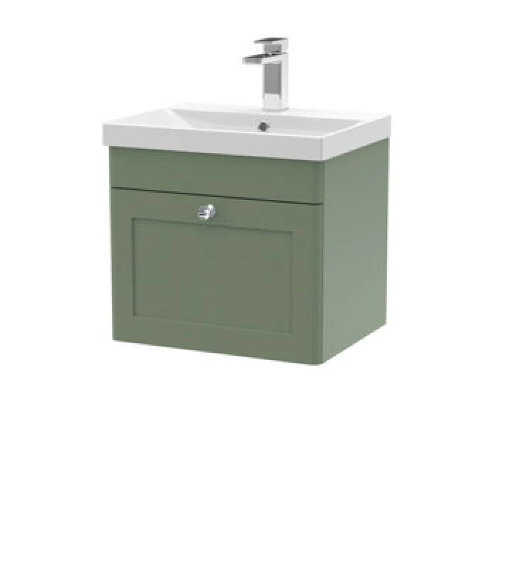 Image of nuie 500mm Wall Hung 1 Drawer Vanity & Basin 3 - Satin Green CLC891E