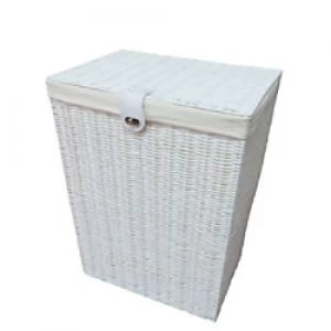 image of ARPAN Laundry Basket WB-9358-MWT Plastic White 48.6cm With Removable Lid M