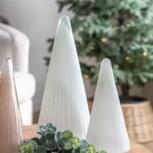 Image of Crossland Grove Ribbed Tree White Frost Glass 125x125x340mm