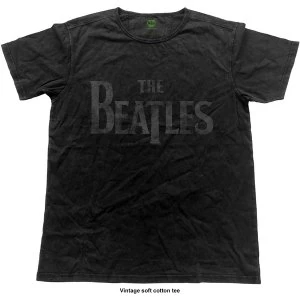 image of The Beatles - Vintage Logo Unisex Medium T-Shirt - Black