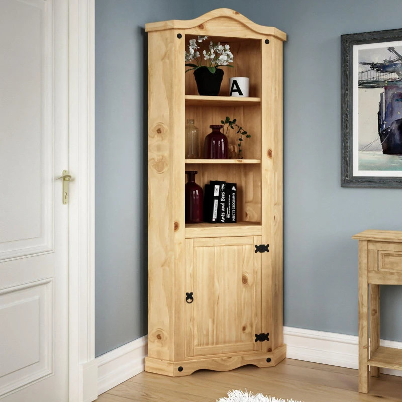 Image of Lassic Vida Designs Corona 1 Door Corner Bookcase Pine unisex 1 Door