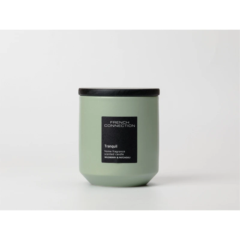 Image of French Connection French Connection Stone Wildberry & Patchouli Candle Long-Lasting Luxury Gift in Green Size: Medium Green Medium Unisex 5056791600