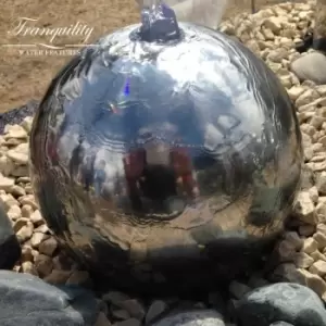 Tranquility Water Features - 20cms Stainless Steel Sphere Solar Powered Water Feature