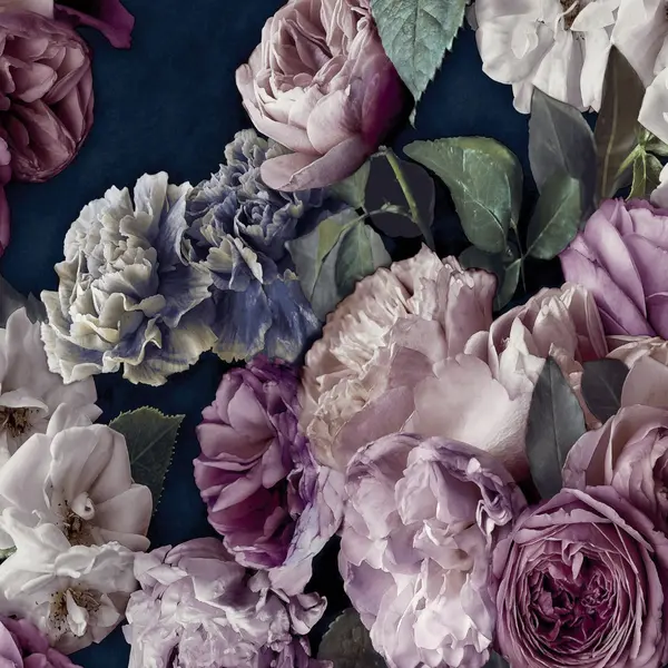 Image of Paul Moneypenny Gabrielle Maximalist Plum Floral on Navy Wallpaper for Grandeco Purple