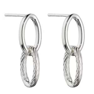 Image of Textured Double Link Chain Drop Earrings E6014