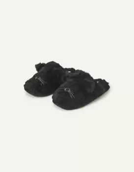 image of Accessorize Womens Cat Mule Slippers Black, Size: M