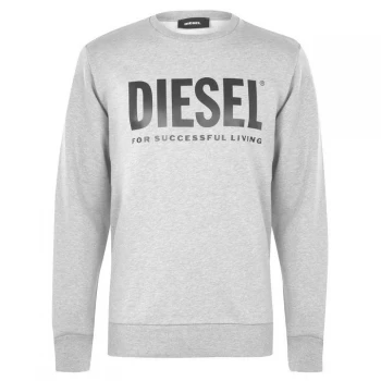 image of Diesel Large Logo Crew Neck Sweatshirt - Grey, Size 2XL, Men