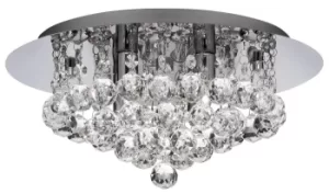 image of Hanna 4 Light Ceiling Semi Flush Light Chrome with Crystals, G9