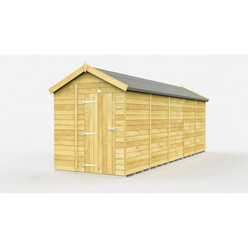 Image of Buttercup Farm 7 x 20 Feet Apex Shed - Single Door W/O Window - L592 x W214 x H217cm in Brown Brown Unisex
