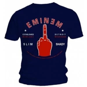 Eminem Detroit Finger Mens Navy T Shirt: Large