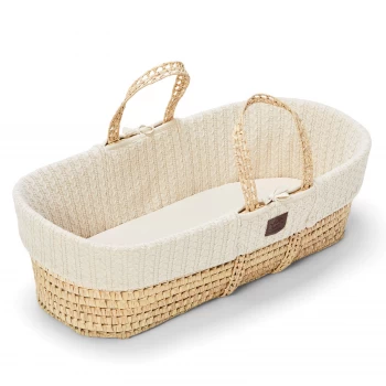 image of The Little Green Sheep Natural Knitted Moses Basket & Mattress - Linen