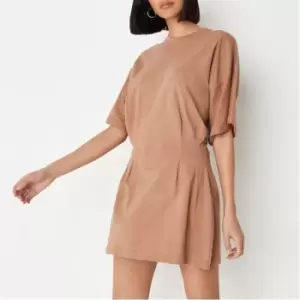 Missguided Cinched Waist T Shirt Dresss - Beige