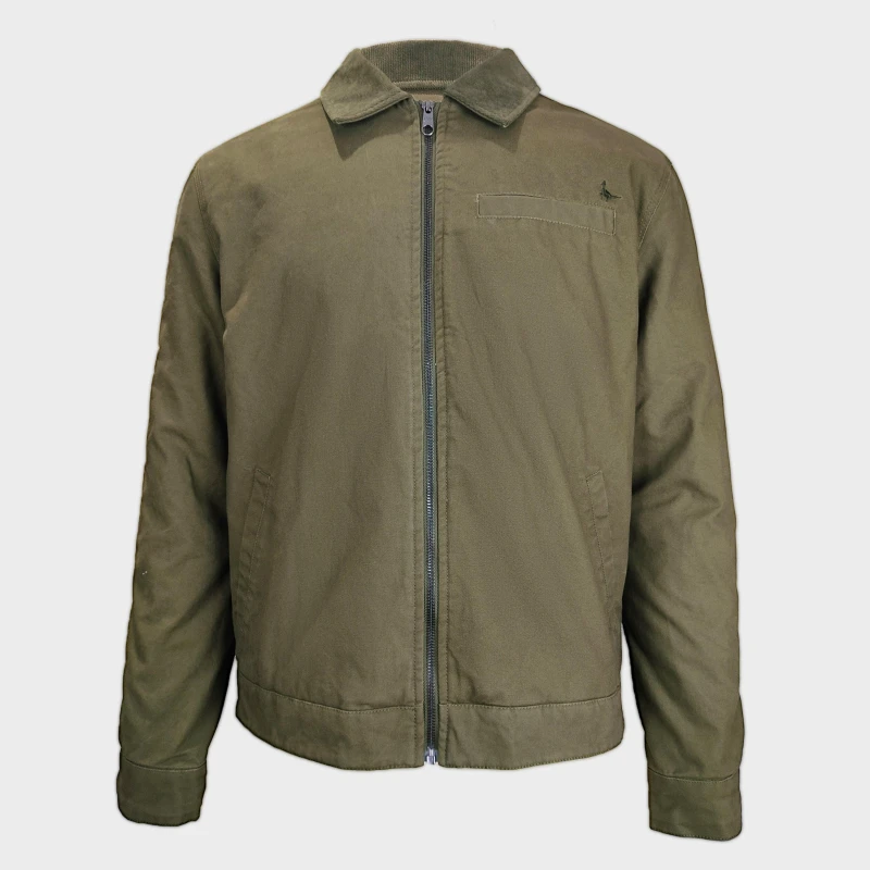 Image of Jack Wills Mens Stone Canvas Wind Resistant Cotton Long Sleeve Varsity Jacket Olive male S