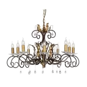 Image of 10 Bulb Handmade Chandelier Hanging Pendant LIght Bronze Gold LED E14 60W Bulb