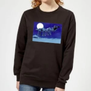 Image of Star Wars AT-AT Darth Vader Sleigh Womens Christmas Sweatshirt - Black