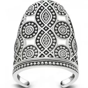 image of THOMAS SABO Sterling Silver Oxidised Nail Ring TR2094-643-14-46