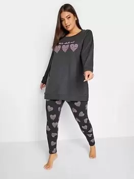 image of Yours Let's Chill Out Sweat Set, Grey, Size 14-16, Women